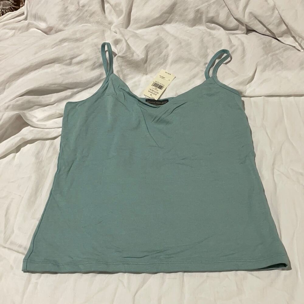 Banana Republic M teal turquoise tank Double layer front with same material nwt